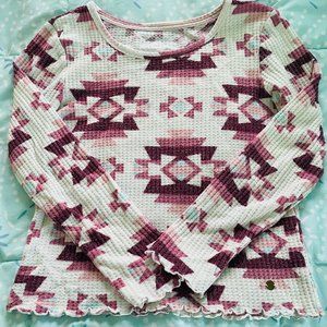 Justice Pink and White Ribbed Long-Sleeve (Size: 16/18 Girls)